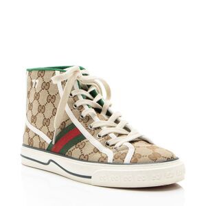 Gucci GG Canvas Web 1977 Tennis High Top Sneakers - Size 8 / 38